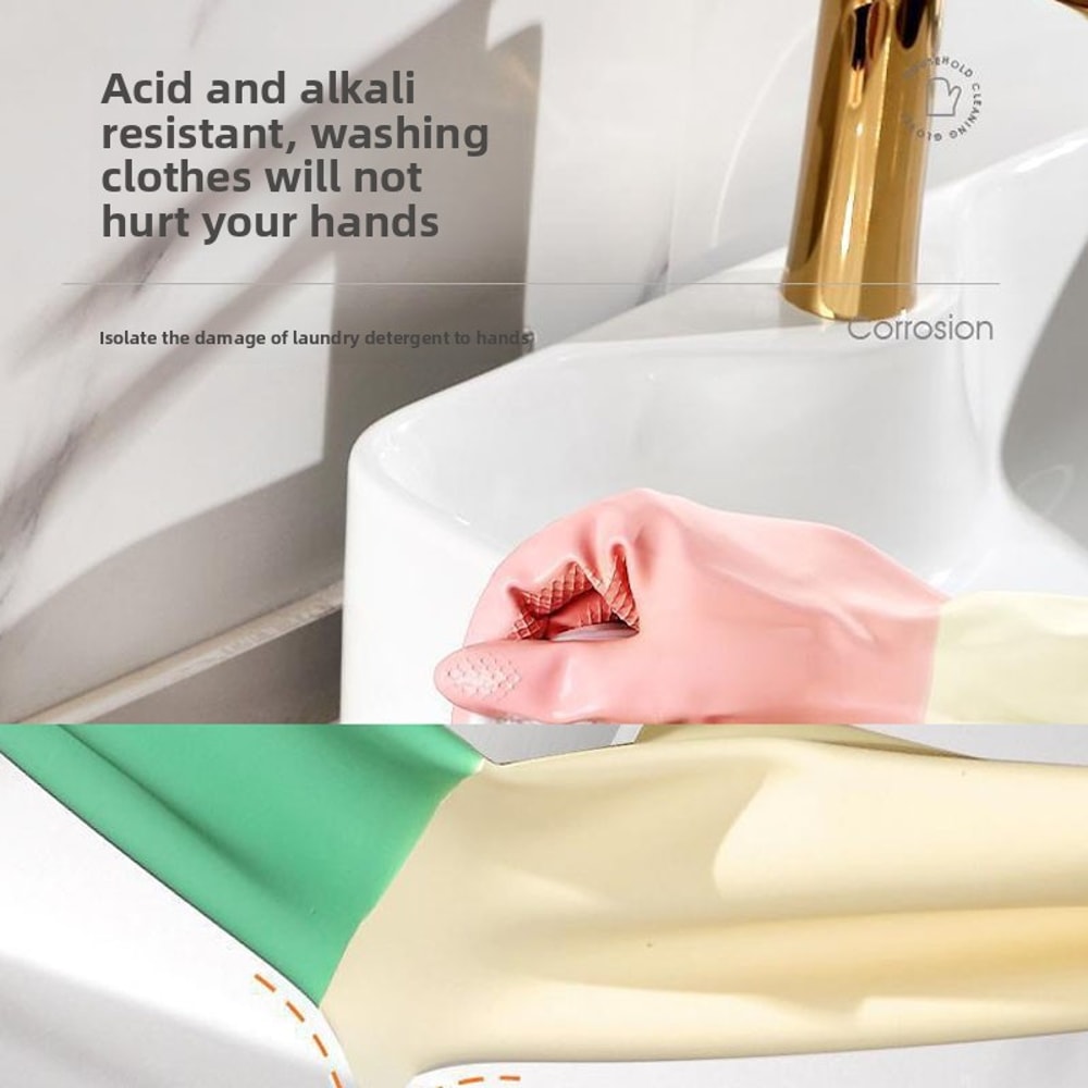 Thick Waterproof Latex Kitchen Gloves for Dishwashing and Cleaning