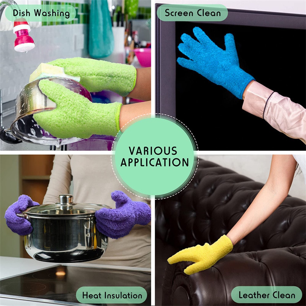 Microfiber Cleaning Gloves For Car Dusting And Home Cleaning 5