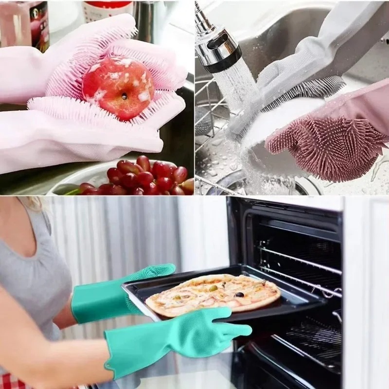 Silicone Dishwashing Gloves For Reusable Kitchen Pet And Car Cleaning 4