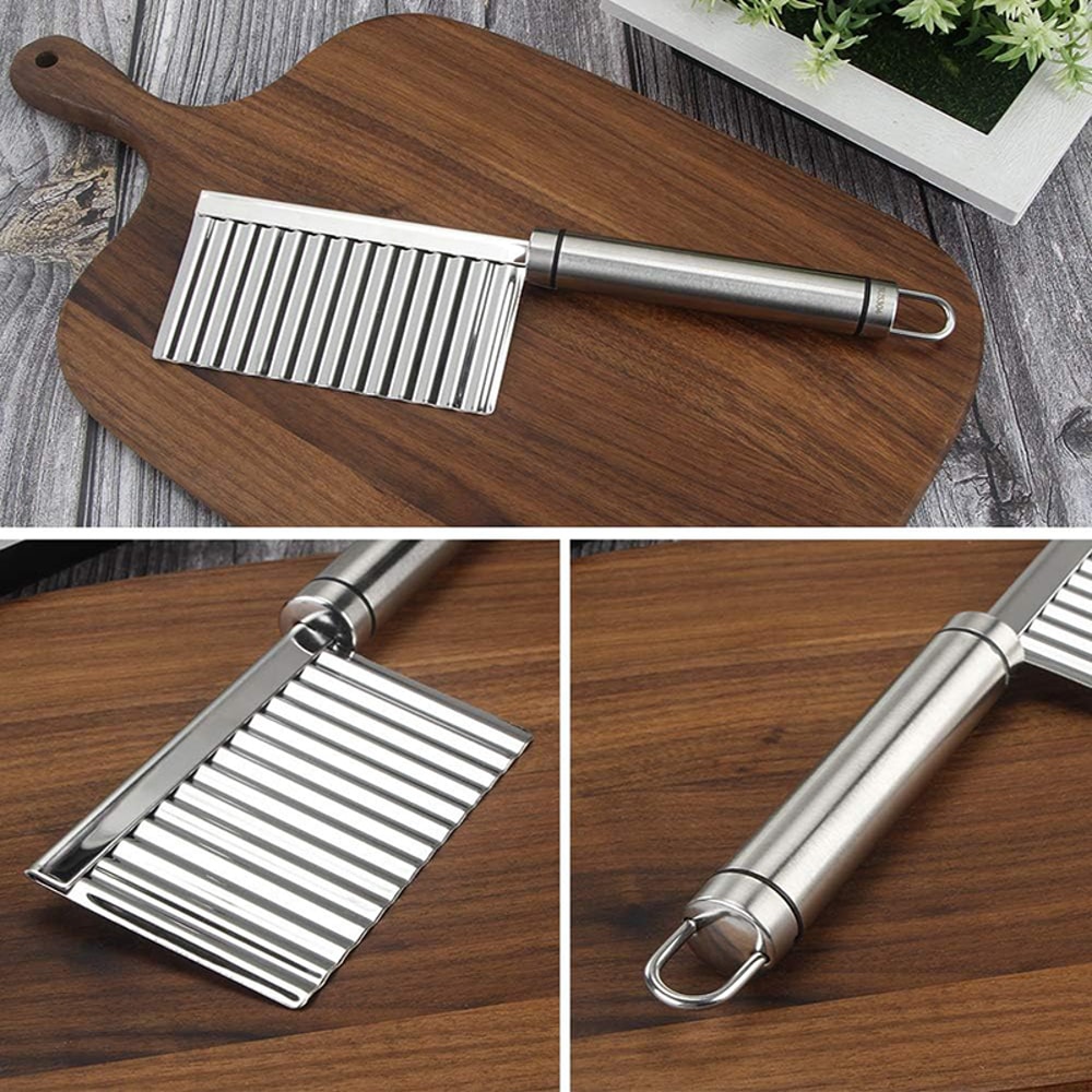 Stainless Steel Crinkle Cutter Potato Slicer for Wavy Fries and Veggies