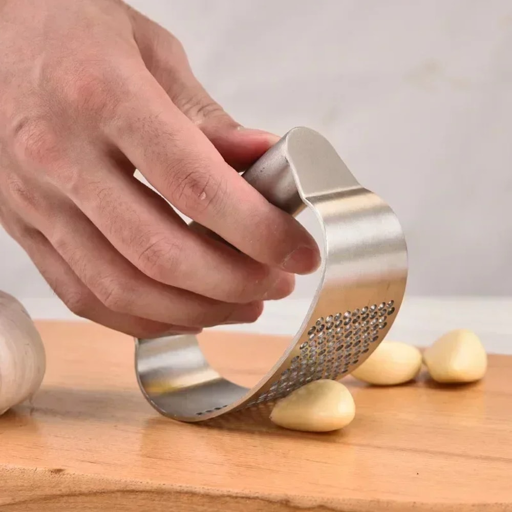 Stainless Steel Garlic Press Rocker Manual Garlic Mincer 0