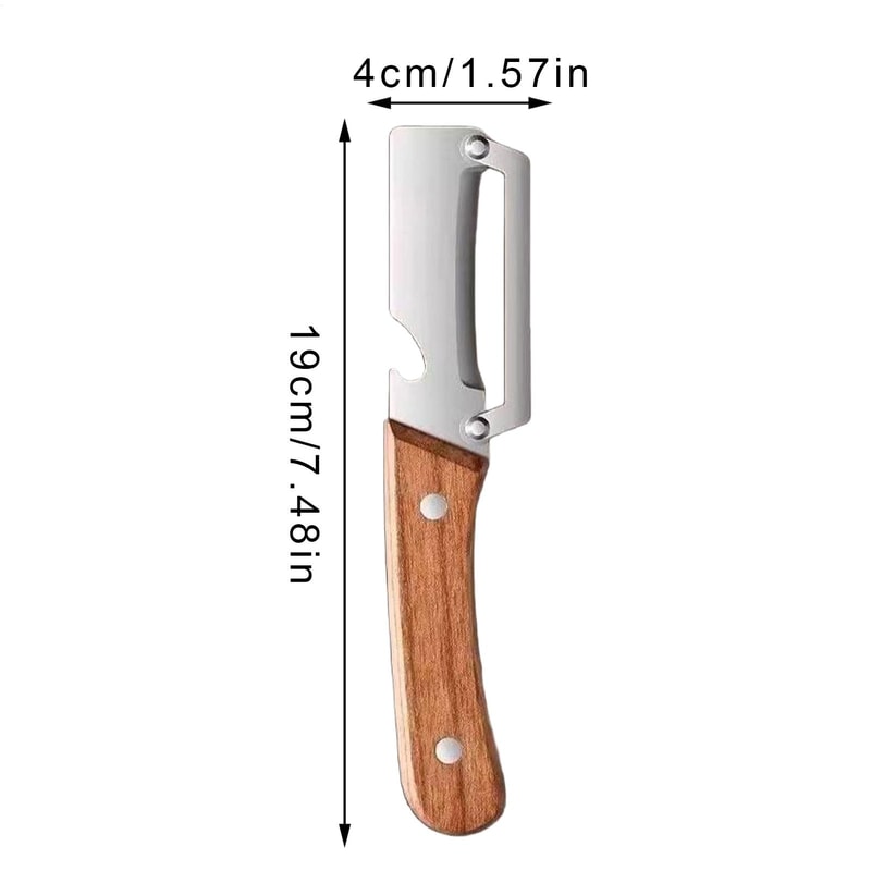 Wooden Handle Vegetable Peeler with Bottle Opener and Fruit Slicer