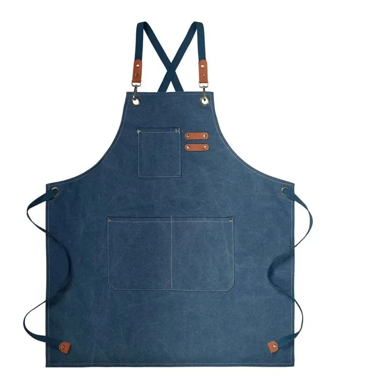 Oil Proof Canvas Kitchen Apron With Pockets For Cooking Baking And Coffee Work 8
