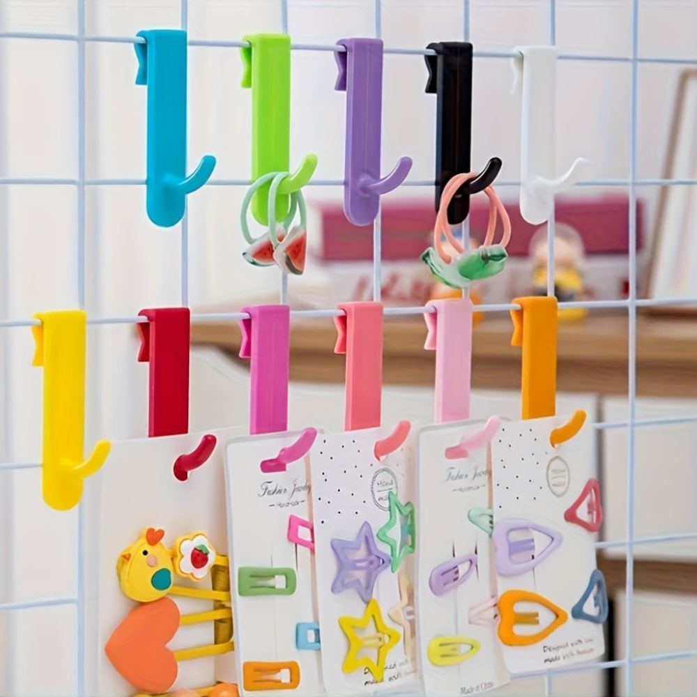 Wire Grid Hooks for Bathroom Storage Rack, Jewelry Display and Home Office Organizer
