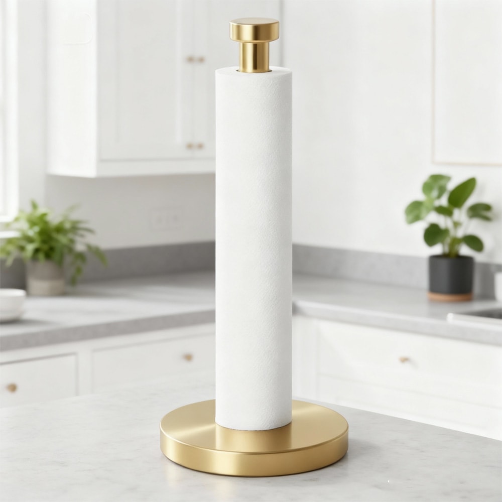 Gold Stainless Steel Paper Towel Holder for Elegant Kitchen Organization