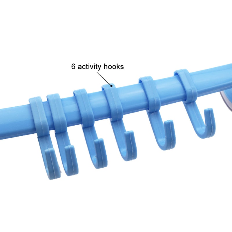 Adjustable Suction Cup Towel Rack With Hooks 2