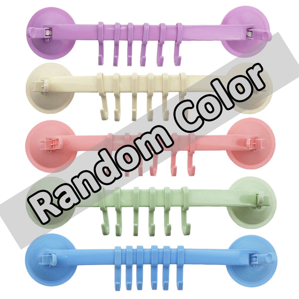 Adjustable Suction Cup Towel Rack With Hooks 6