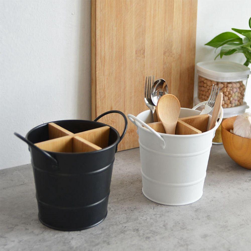 Bamboo Utensil Organizer With Drain Tray Chopstick Holder And Cutlery Stand 1