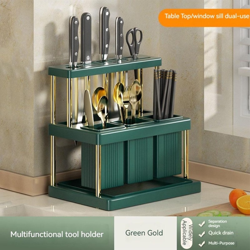 Kitchen Cutlery Holder Countertop Utensil Organizer For Spoons Forks Chopsticks 4