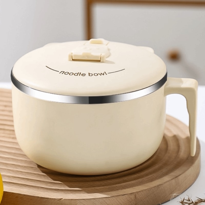 Japanese Style Stainless Steel Noodle Bowl With Lid For Dorms And Lunch 7