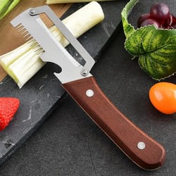 wooden handle vegetable peeler and paring knife