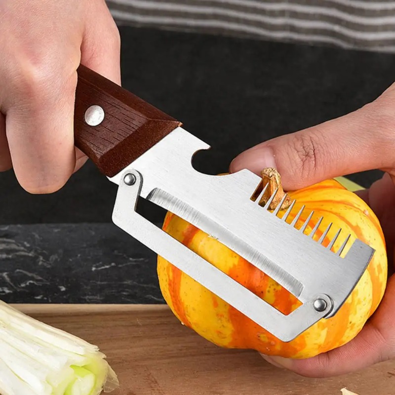 Wooden Handle Vegetable Peeler and Paring Knife