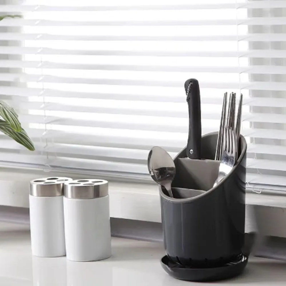 Premium Cutlery Holder Drying Rack Plastic Tableware Organizer for Kitchen Knives, Spoons & Forks