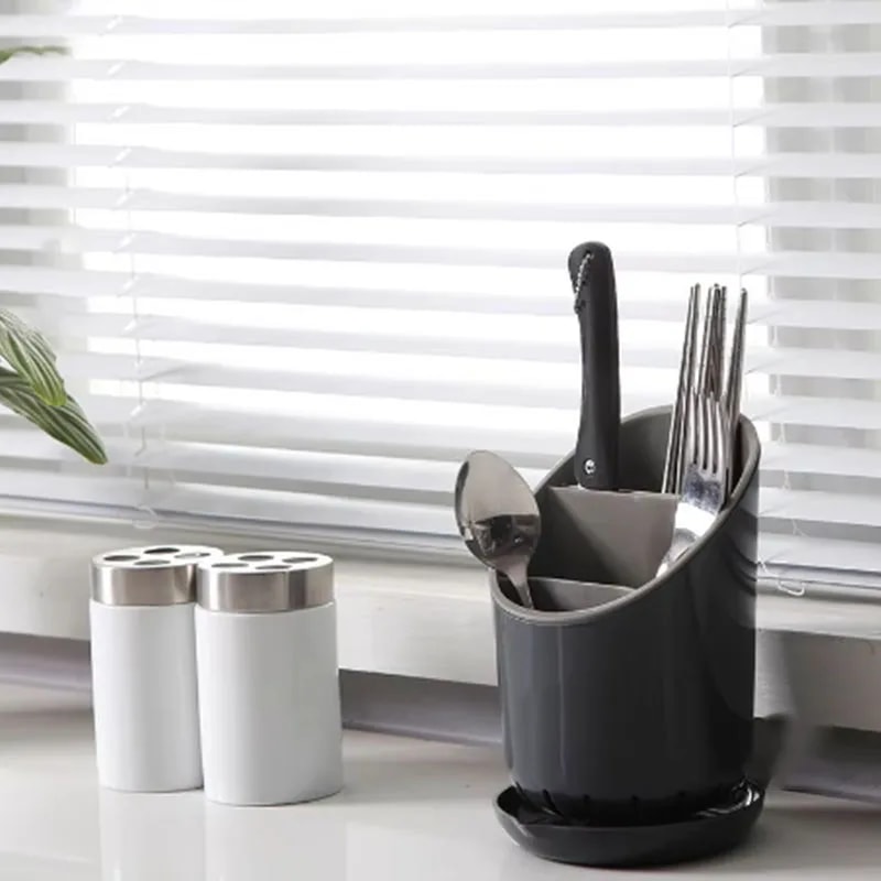 Premium Cutlery Holder Drying Rack Plastic Tableware Organizer for Kitchen Knives, Spoons & Forks