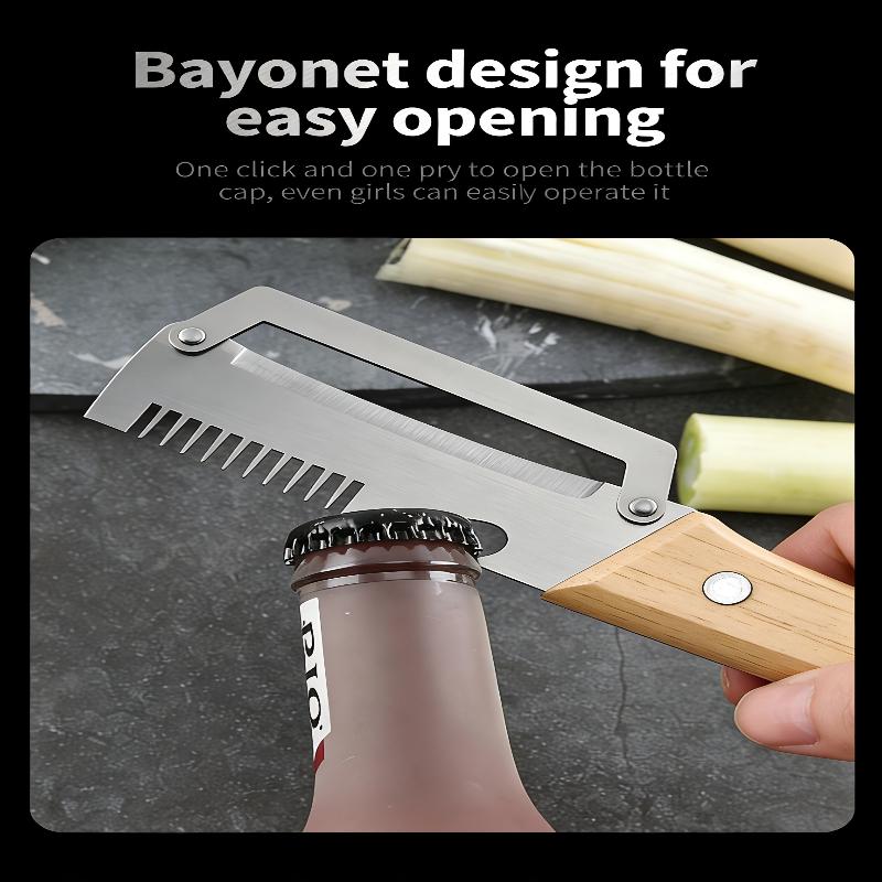 Premium Multi Functional Vegetable Peeler With Wooden Handle Bottle Opener 3