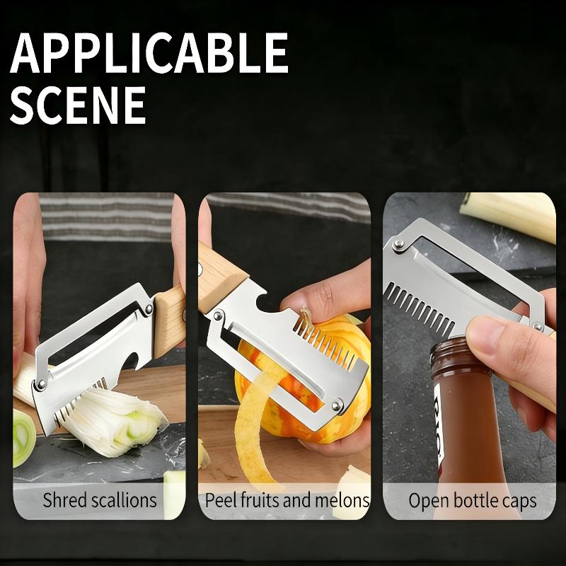 Premium Multi Functional Vegetable Peeler With Wooden Handle Bottle Opener 6