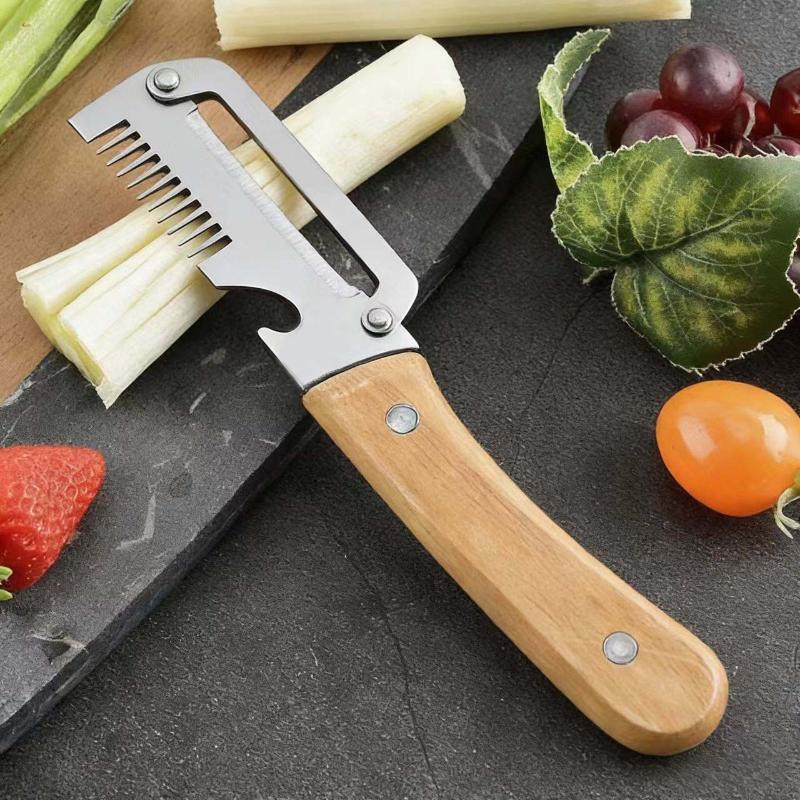 Premium Multi Functional Vegetable Peeler With Wooden Handle Bottle Opener 0