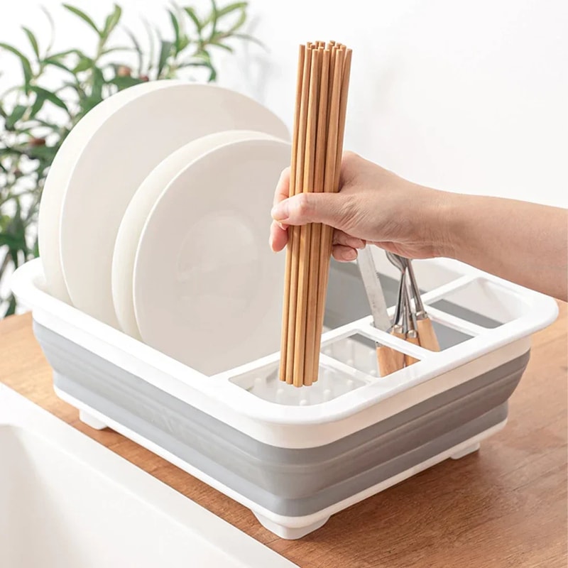 Dish Drainer Rack Space Saving Sink Organizer for Camping & Home