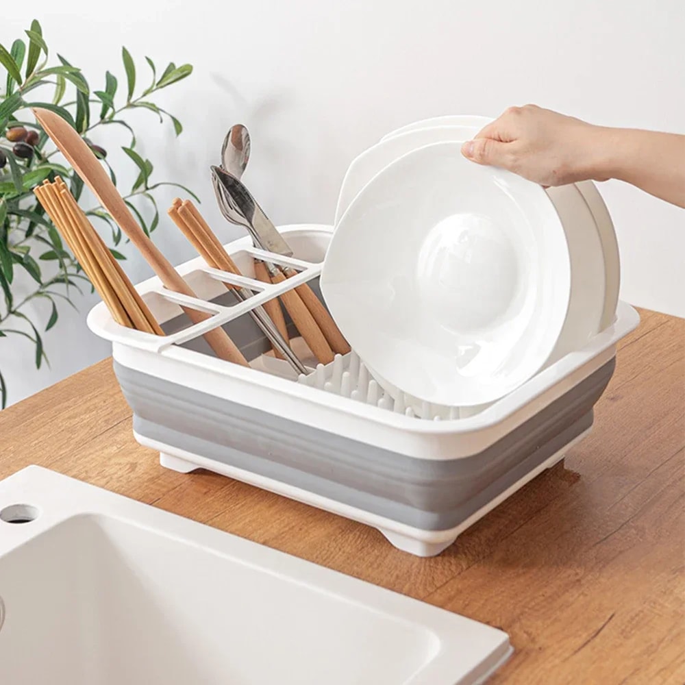 Dish Drainer Rack Space Saving Sink Organizer for Camping & Home