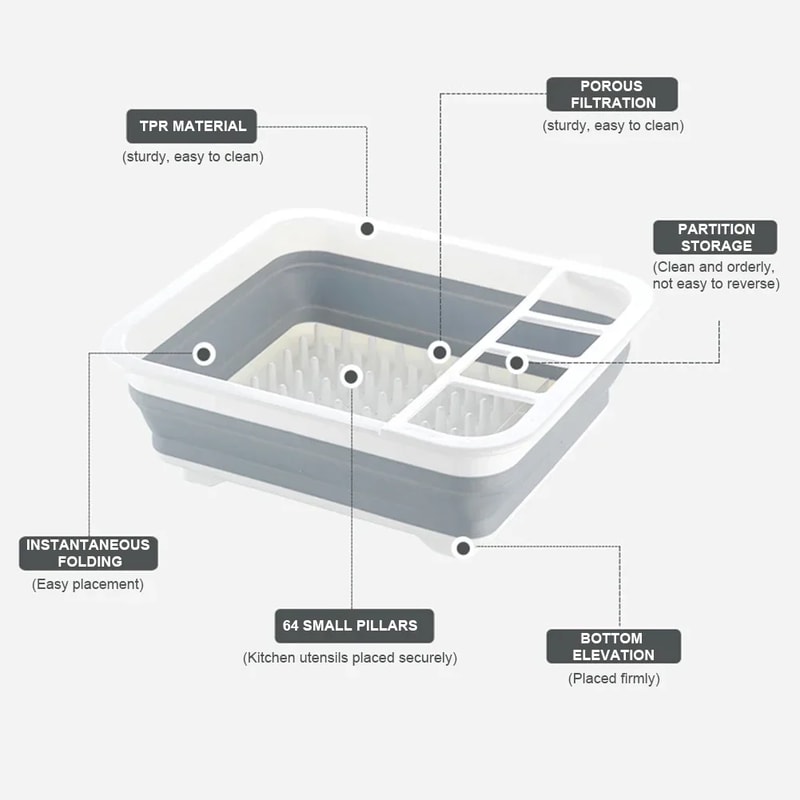 Dish Drainer Rack Space Saving Sink Organizer for Camping & Home