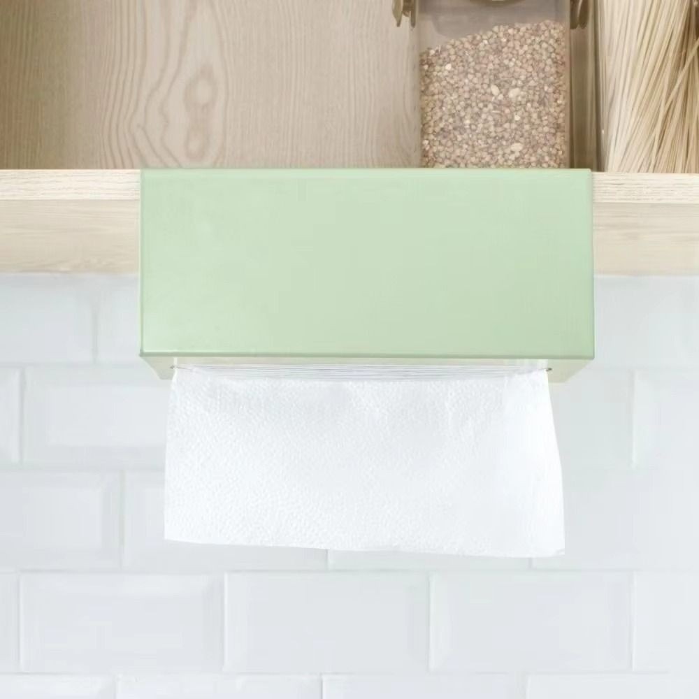 Iron Under Cabinet Paper Towel Tissue Box Holder Space Saving Drill Free Installation 4