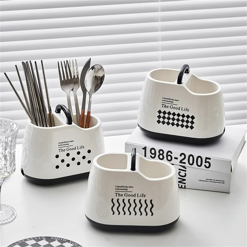 Premium Kitchen Utensil Holder With Drainage Cutlery Spoon Organizer 0