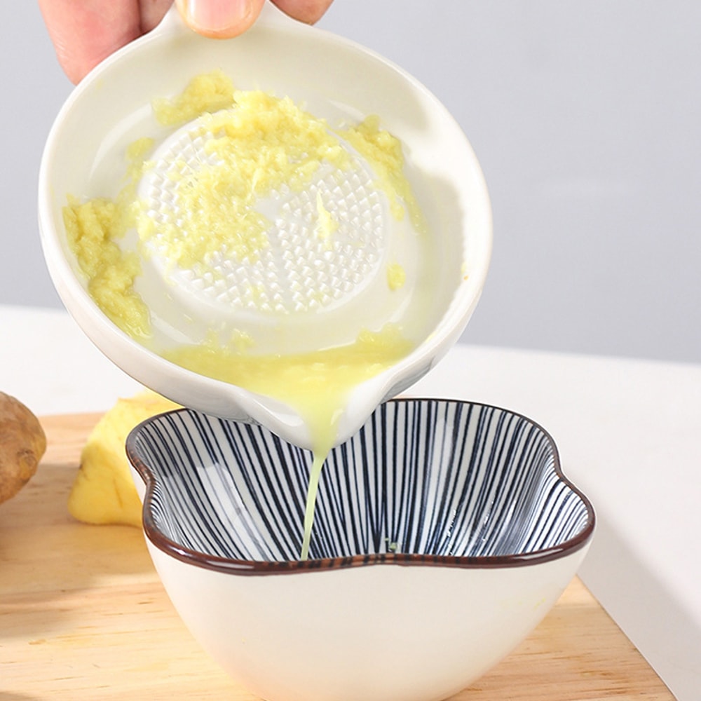 Portable Ceramic Ginger Grater & Garlic Masher Easy Spice Grinding & Food Prep Tool