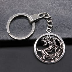 antique silver dragon keychain pendant fantasy jewelry gift