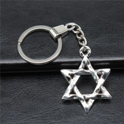 vintage star of david keychain pendant handmade antique silver gift