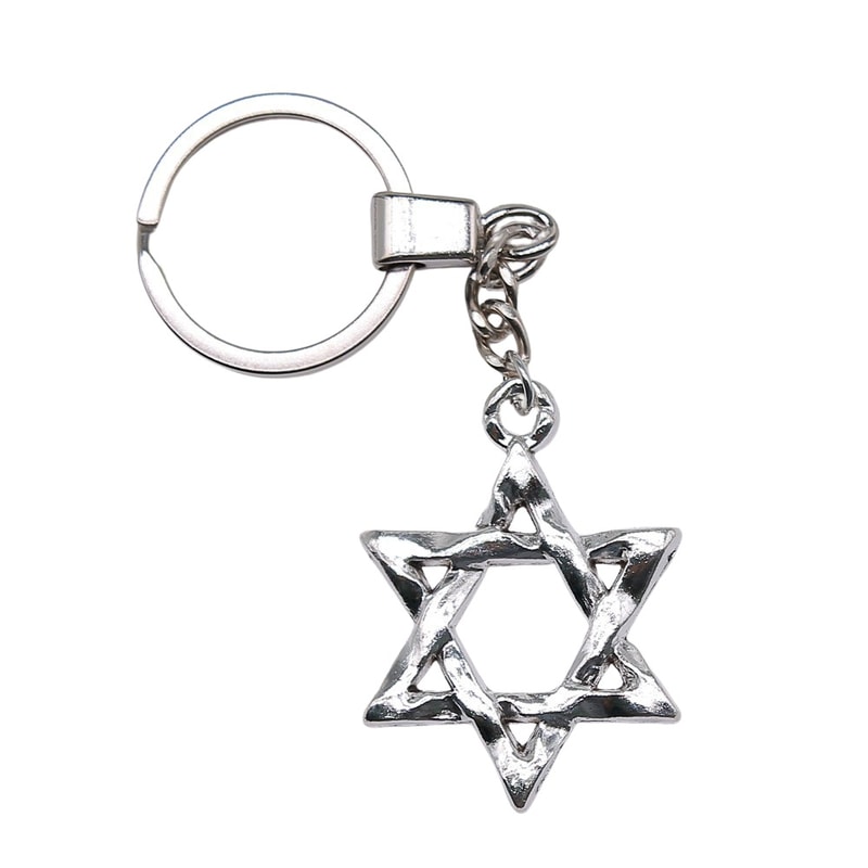 Vintage Star Of David Keychain Pendant Handmade Antique Silver Gift 3
