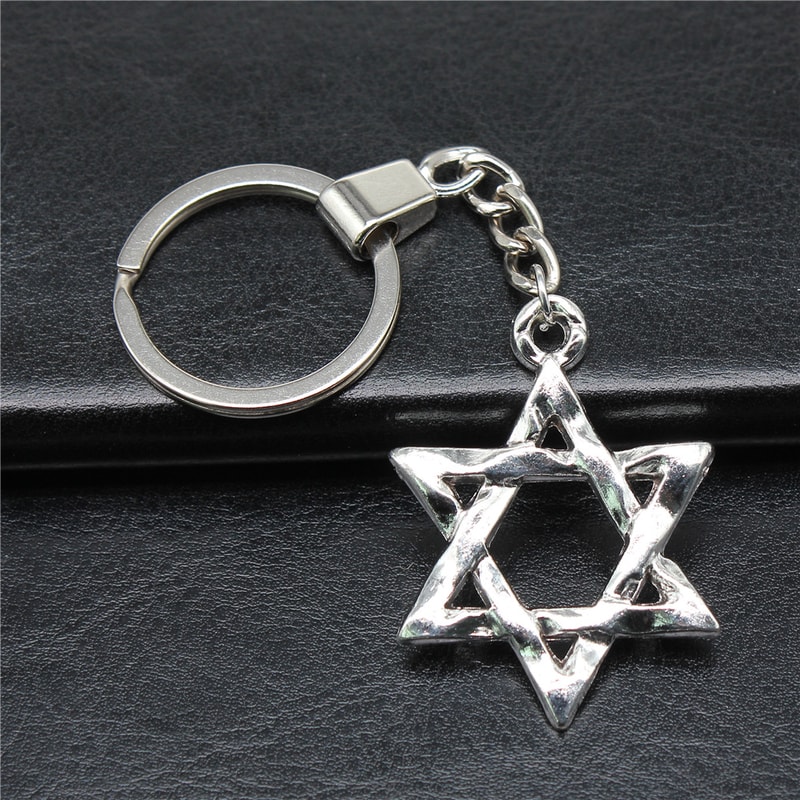 Vintage Star Of David Keychain Pendant Handmade Antique Silver Gift 6
