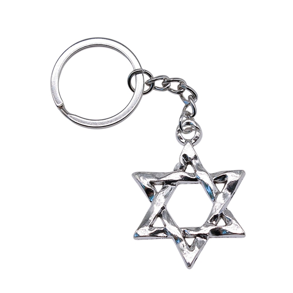 Vintage Star Of David Keychain Pendant Handmade Antique Silver Gift 5