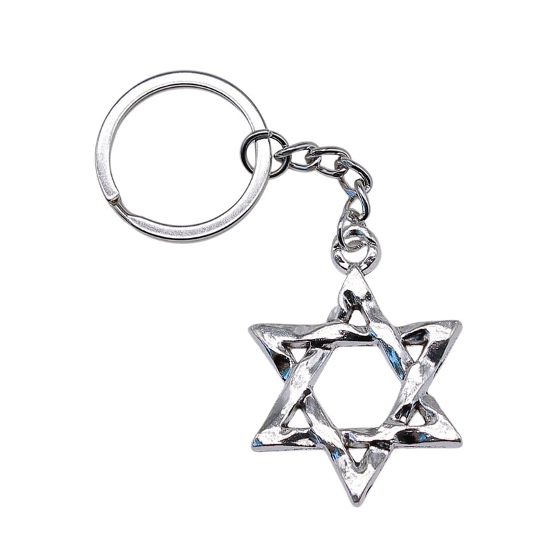 Vintage Star Of David Keychain Pendant Handmade Antique Silver Gift 5