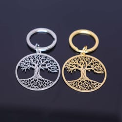 premium stainless steel tree of life keychain for men & women