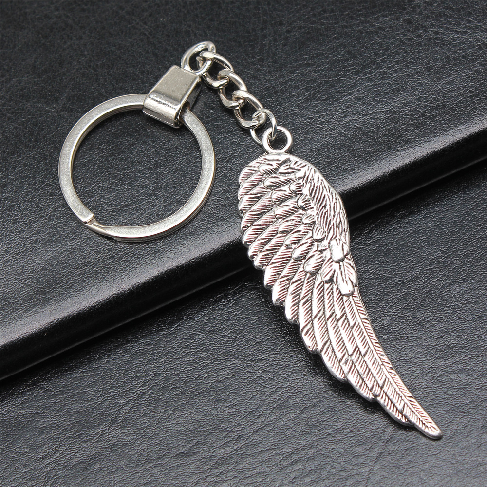 Antique Silver Angel Wing Keyring Pendant Unique Souvenir Gift