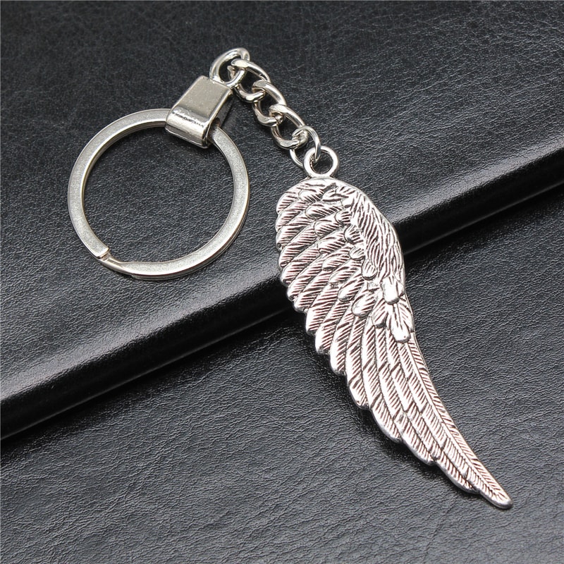 Antique Silver Angel Wing Keyring Pendant Unique Souvenir Gift