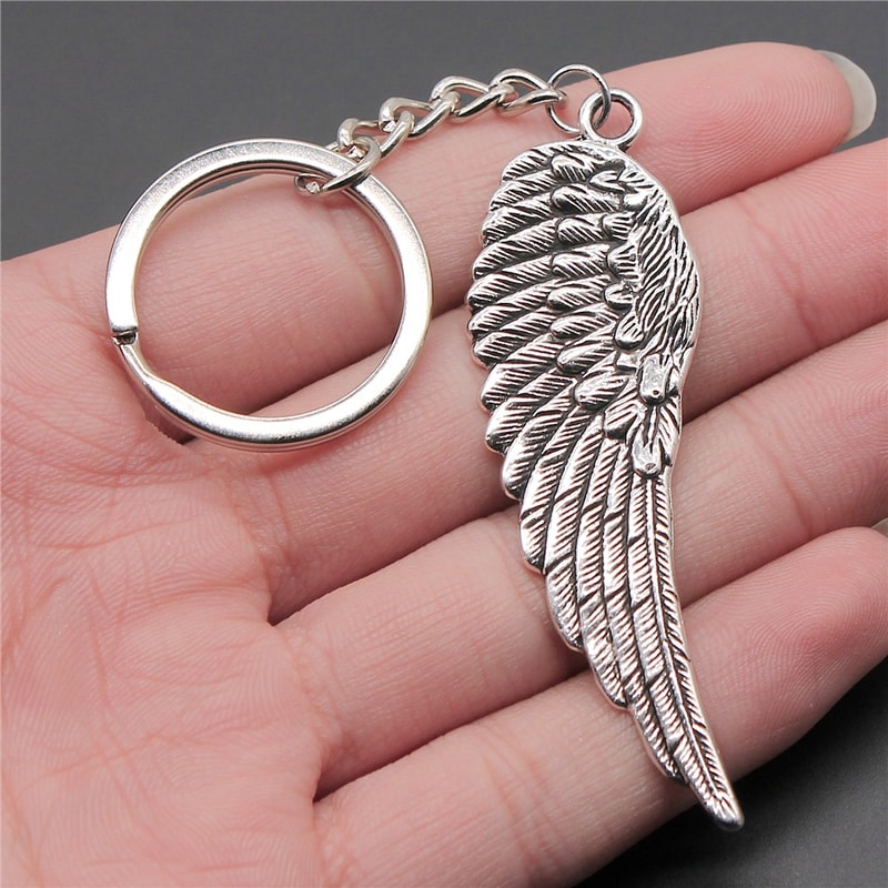 Antique Silver Angel Wing Keyring Pendant Unique Souvenir Gift