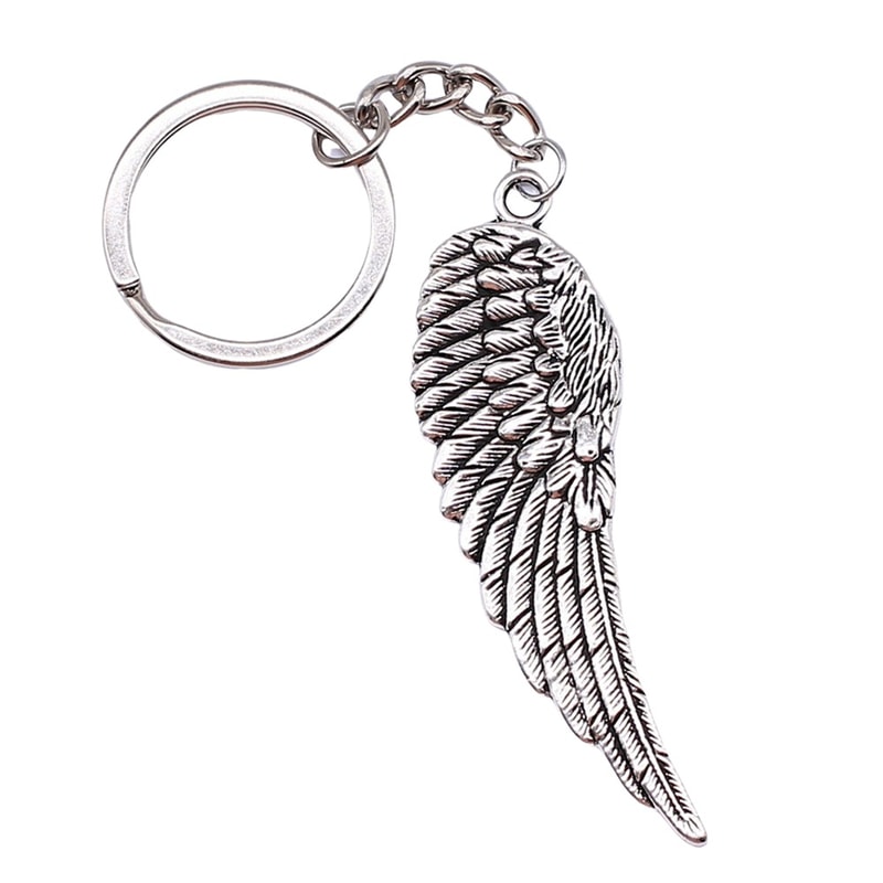 Antique Silver Angel Wing Keyring Pendant Unique Souvenir Gift