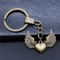 Vintage Bronze Heart Keychain with Angel Wing Charm for Men DIY Pendant Keyring