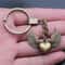 Vintage Bronze Heart Keychain with Angel Wing Charm for Men DIY Pendant Keyring