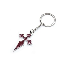 premium red enamel cross keychain for men & women durable metal keyring