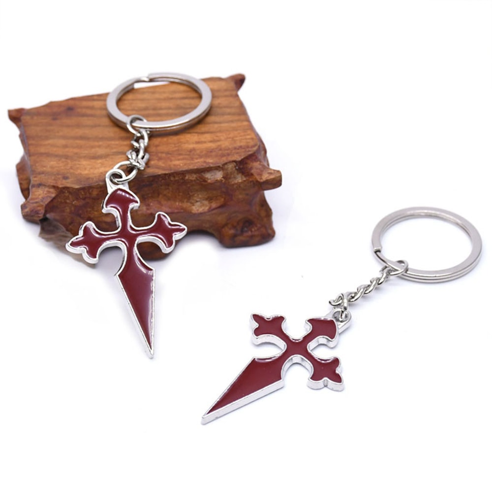 Premium Red Enamel Cross Keychain for Men & Women Durable Metal Keyring