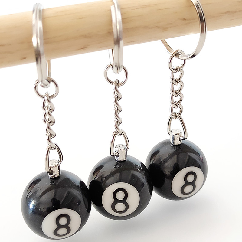 Lucky Billiard Ball Keychain Stylish Resin Pool Key Ring