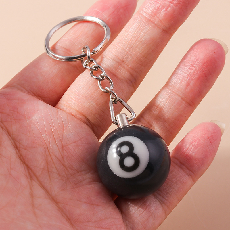 Lucky Billiard Ball Keychain Stylish Resin Pool Key Ring