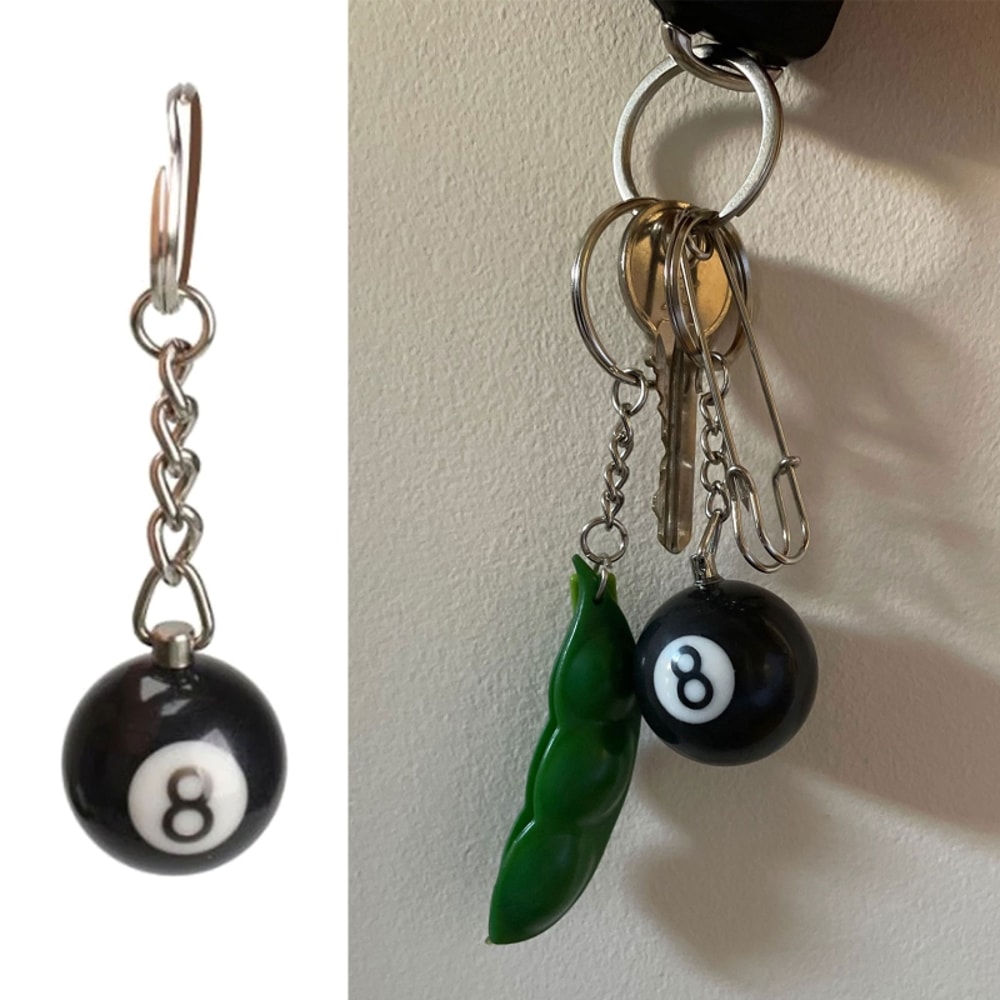 Lucky Billiard Ball Keychain Stylish Resin Pool Key Ring