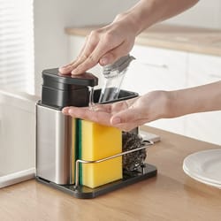 kitchen sink organizer with soap dispenser & storage rack
