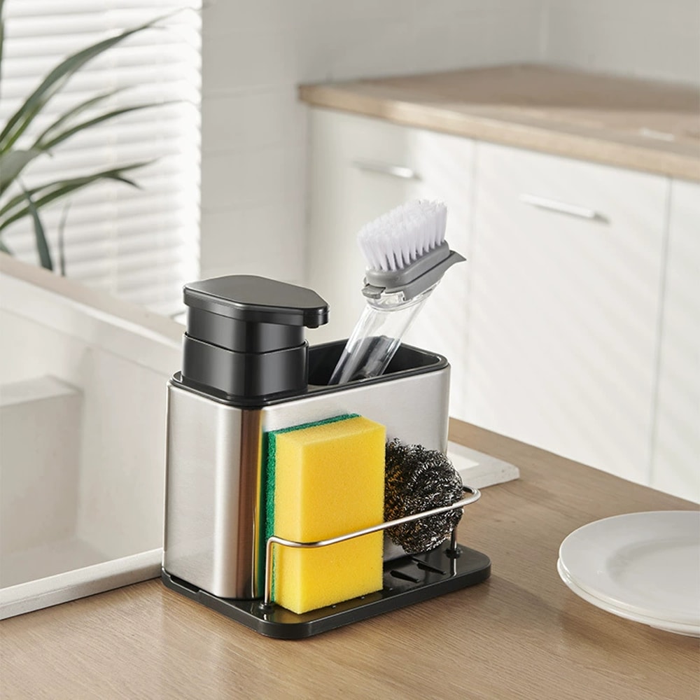 Kitchen Sink Organizer with Soap Dispenser & Storage Rack