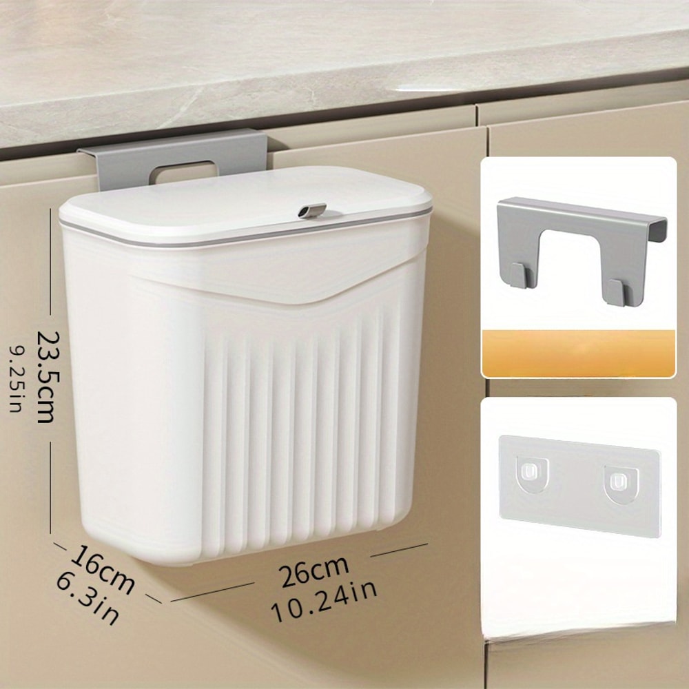 Space Saving Wall Mounted Kitchen Trash Bin Durable Plastic Garbage Storage