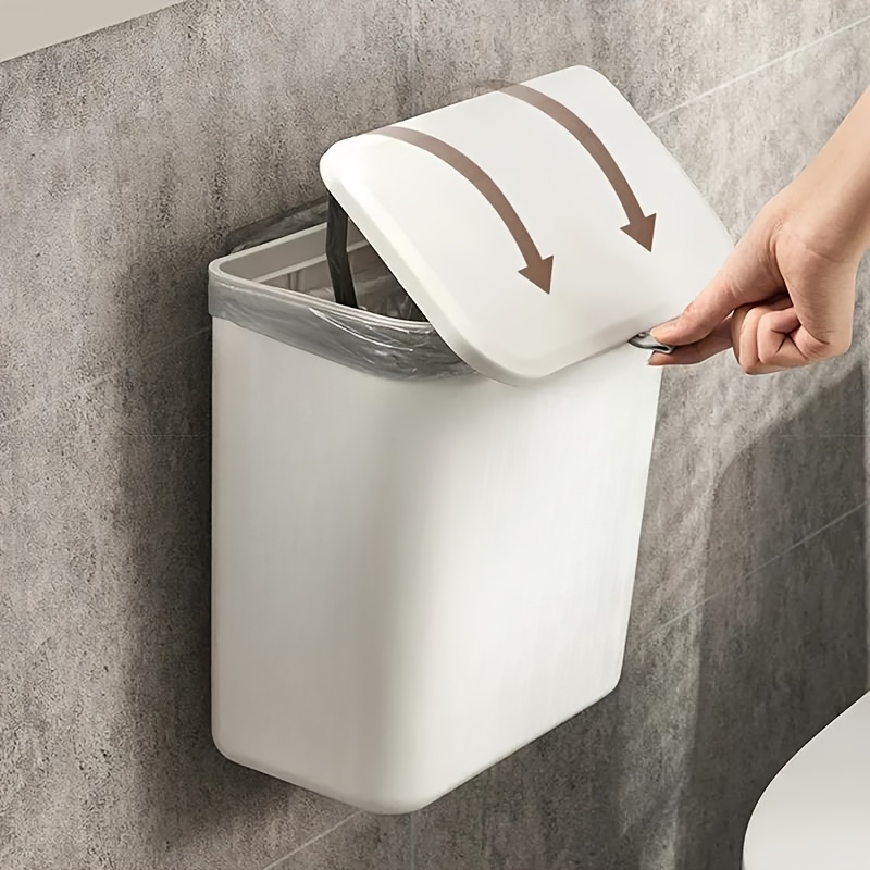 Space Saving Wall Mounted Kitchen Trash Bin Durable Plastic Garbage Storage