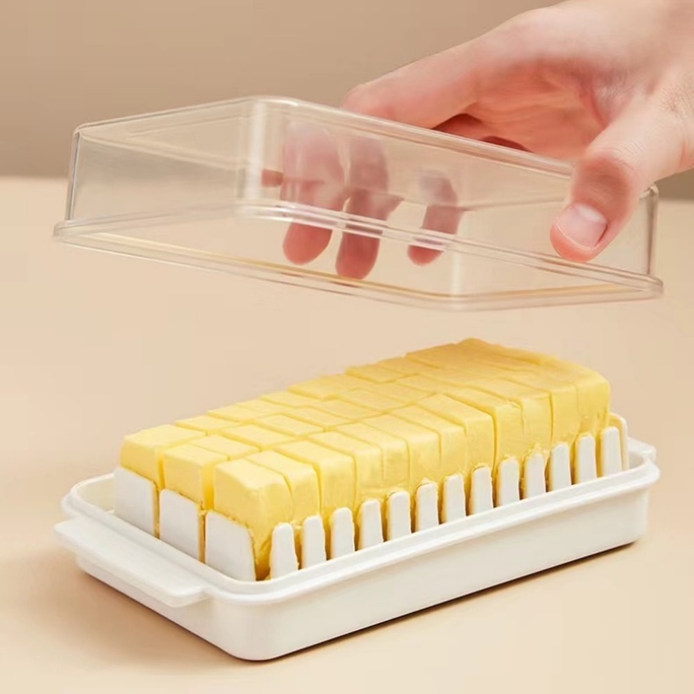 Premium Butter & Cheese Storage Box with Lid Refrigerator Crisper & Slicer